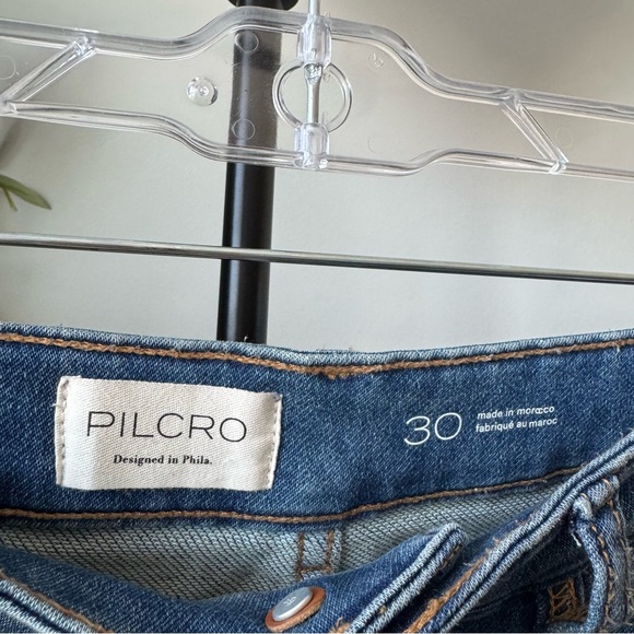 Anthropologie The Kenna Mid-Rise Heritage Barrel Jeans by Pilcro Denim Knit 30 - Picture 4 of 8